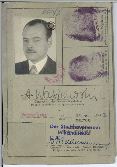 Kenkarta Andrzeja Czaykowskiego na nazwisko Aleksander Wasilewski (z zasobu IPN)