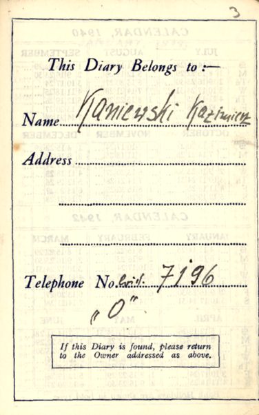 Karta z dziennika z zapiskami Kazimierza Kaniewskiego (fot. z zasobu Oddziałowego Archiwum IPN w Poznaniu)