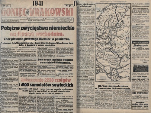 Przykład tzw. prasy gadzinowej: „Goniec Krakowski” z 1 lipca 1941 r.