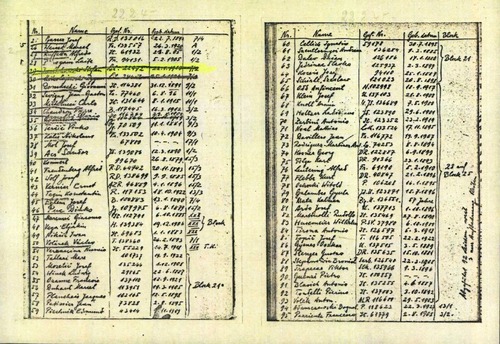 Strony z Ksiąg sekcyjnych (Sezierbücher). Księgi te były prowadzone w kostnicy obozowej (Totenkammer). Nazwisko ks. Frelichowskiego figuruje pod poz. 29 na liście więźniów, których ciała zostały poddane sekcji 22 lutego 1945 r., w sumie w tym dniu poddano sekcji 95 zwłok. Księgi uratował przed zniszczeniem czeski pastor Bohumil Opočenský, więzień pracujący w prosektorium obozowym