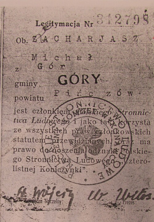 Legitymacja członkowska PSL Michała Zachariasza (z zasobu AIPN)