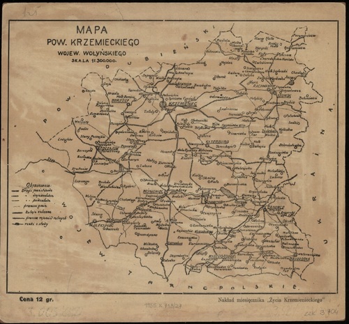 Mapa pow. krzemienieckiego w wojew. wołyńskim (ze zbiorów Biblioteki Narodowej)