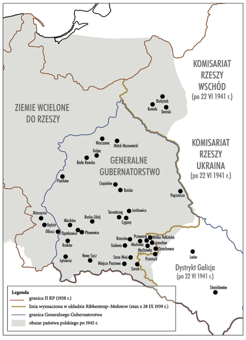 Wybrane miejsca ukrywania Żydów przez Polaków (źródło: IPN)