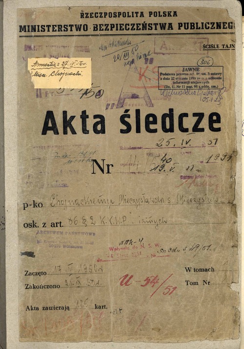 Akta sądowe sprawy prowadzonej przeciwko Mieczysławowi Chojnackiemu (z zasobu AIPN)