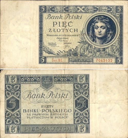 Przedwojenny banknot Banku Polskiego (z zasobu AIPN)