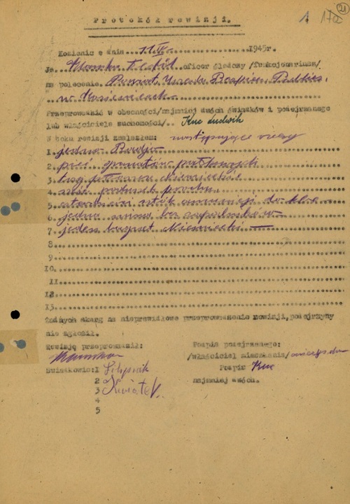 Protokół rewizji z dnia 11 kwietnia 1945 r. (z zasobu Archiwum IPN w Kielcach)