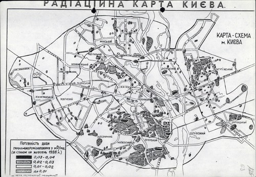 Radiacyjny plan Kijowa, stan na październik 1988 r. (z zasobu AIPN)