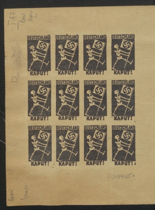 Plakat defetystyczny polskiego ruchu oporu (tzw. akcji N) „Deutschland kaput!” (Niemcy są skończone), wydany w okupowanej Polsce po klęsce Niemiec w bitwie pod Stalingradem w 1943 r. (ze zbiorów Biblioteki Narodowej)