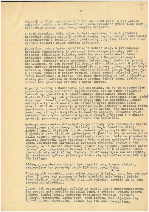 „Raport położnej z Oświęcimia”, wygłoszony jako referat przez Stanisławę Leszczyńską na uroczystości jubileuszu pracy położnych w Łodzi (z zasobu IPN)