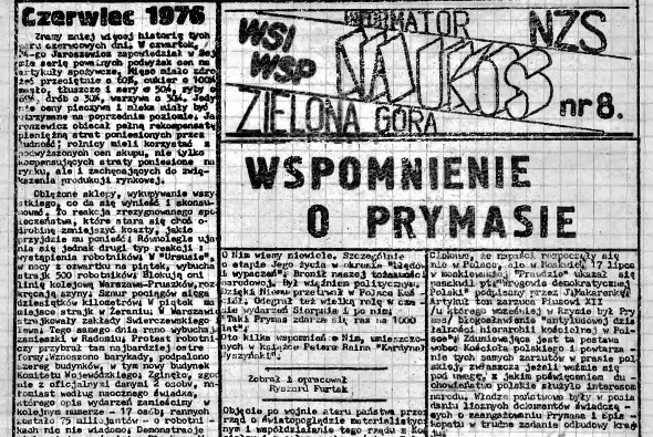 Powstanie i działalność Niezależnego Zrzeszenia Studentów przy Wyższej Szkole Pedagogicznej w Zielonej Górze w latach 1980-1982