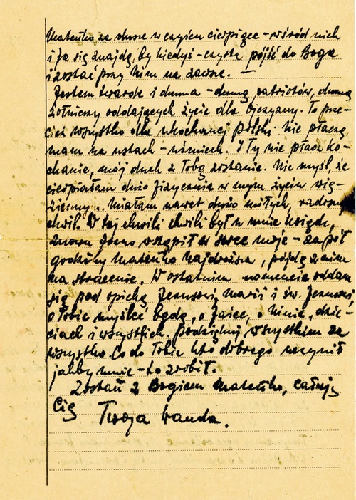 List napisany przez Wandę do matki tuż przed wykonaniem wyroku. Fot. ze zbiorów Marka Paradeckiego