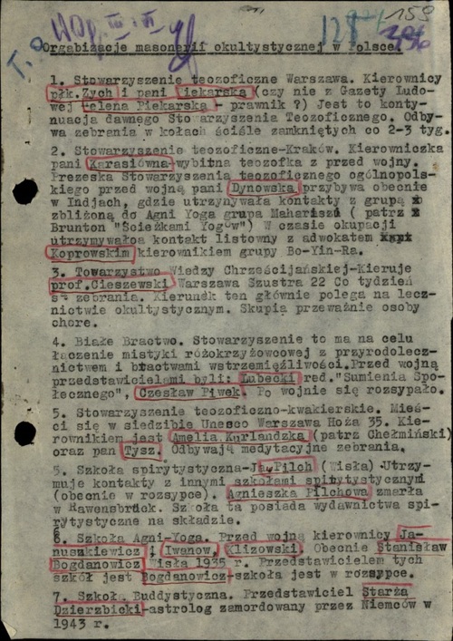 Przykładowa notatka antymaońskiej komórki Episkopatu Polski