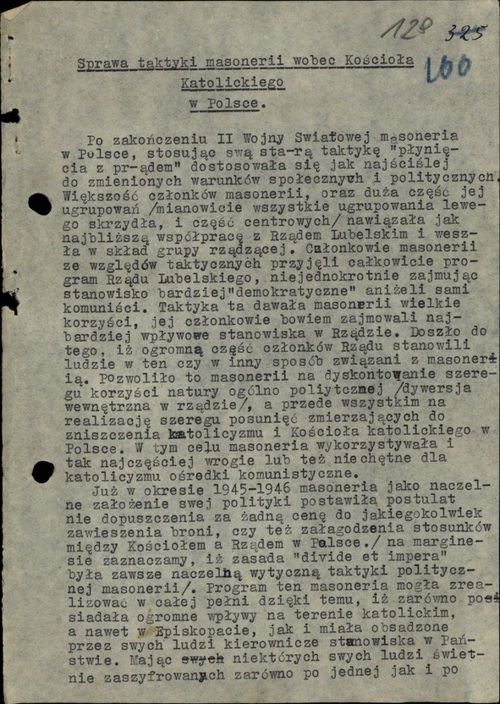 Przykładowa notatka antymaońskiej komórki Episkopatu Polski