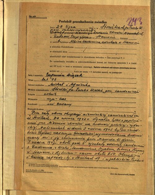 Protokół przesłuchania Eugeniusza Wiącka, zeznającego w śledztwie przeciwko H. Böttcherowi (fot. IPN)