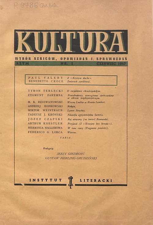 Okładka pierwszego numeru „Kultury”