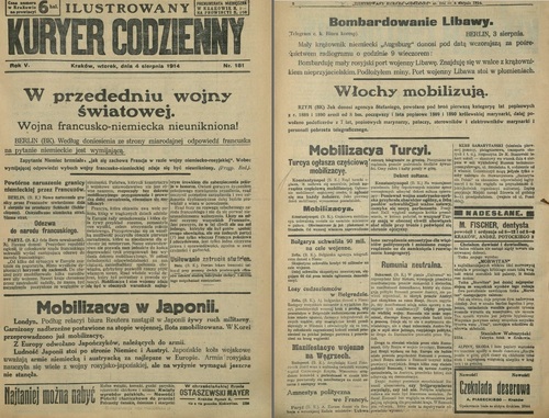„Ilustrowany Kuryer Codzienny”, 4 sierpnia 1914 r.