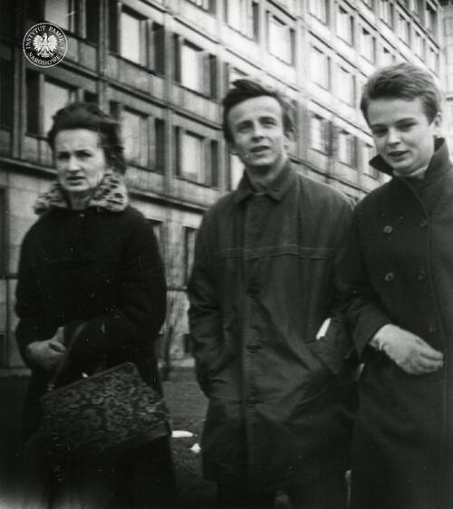Od lewej: Urszula Sikorska, Jan Krzysztof Kelus, Julita Ewa Jezierska, Warszawa, 10 kwietnia 1968 roku