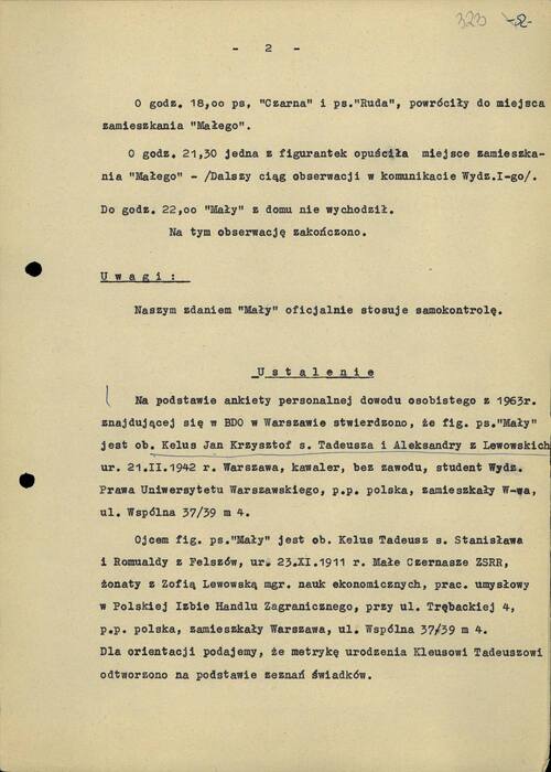 Komunikat Biura „B” MSW z obserwacji Jana Krzysztofa Kelusa w dniu 6 kwietnia 1968 r. Warszawa, 8 IV 1968 r. (sygn. IPN)