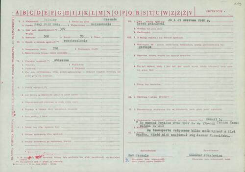 Ankiety Głównej Komisji Badania Zbrodni Hitlerowskich w Polsce dotyczące egzekucji w Palmirach w dniach 20-21 czerwca 1940 r. (z zasobi AIPN)