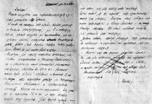 List z więzienia (ze zbiorów T. Denkowskiego)