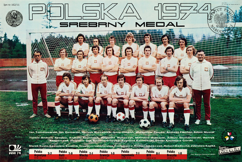 Plakat przedstawiający srebrną drużynę mundialu z 1974 r. (z zasobu AIPN)