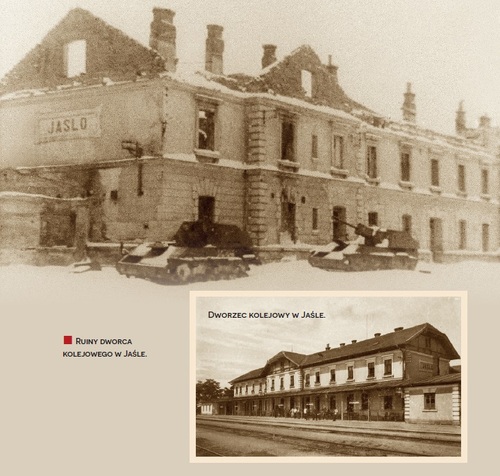 Dworzec kolejowy w Jaśle i jego ruiny (ilustracja za „Biuletynem IPN” - nr 9/2023)