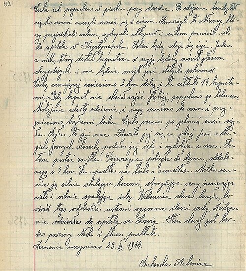 Fragment relacji w rękopisie (Dokumenty zbrodni wołyńskiej , t. 2)