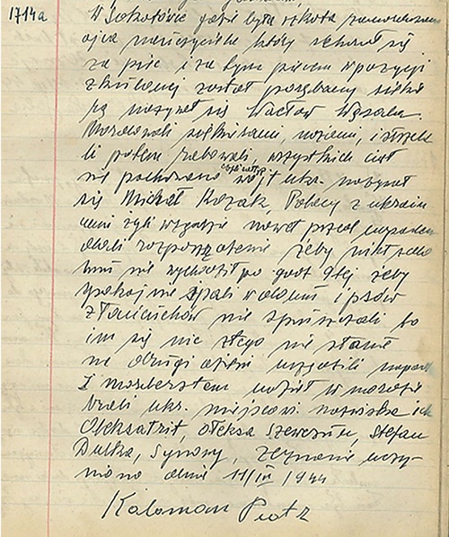 Relacja zawierająca nazwiska morderców