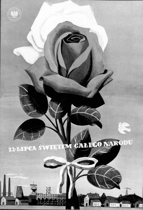 Propagandowa odbitka fotograficzna przygotowana na Narodowe Święto Odrodzenia Polski, wykorzystana prawdopodobnie na wystawie resortowej o historii ruchu socjalistycznego i komunizmu (fot. z zasobu IPN)
