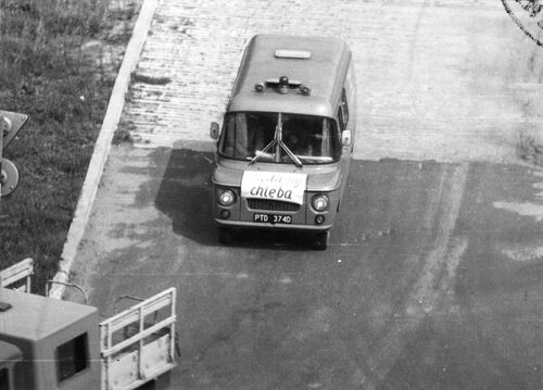 Samochód marki „Nysa” uczestniczący w proteście głodowym w Piotrkowie Trybunalskim