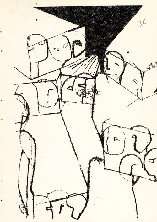 Adam Zagajewski, „List”, opr. graficzne Piotr Jaksa, Krakowska Oficyna Studentów 1979, strona z ilustracją (z zasobu AIPN)