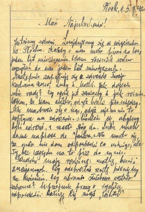 List Wiktora Michalaka z więzienia do żony, z pieczątką gestapo. Fotokopia ze zbiorów W. Brendy