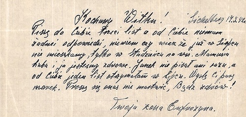 List Eufrozyny Michalak do Wiktora Michalaka. Fot. z zasobu AIPN