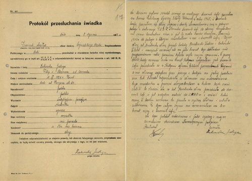 Protokół przesłuchania Jadwigi Żukowskiej (z zasobu AIPN)