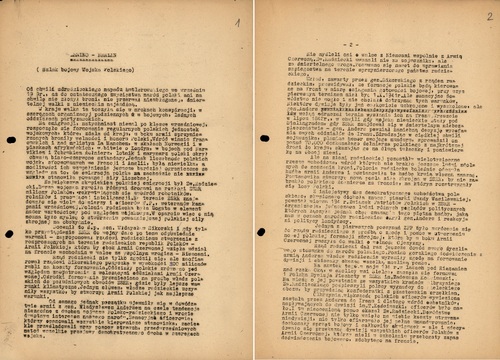 Ulotka propagandowa pt. „Lenino–Berlin (Szlak bojowy Wojska Polskiego)”, dotycząca Armii Polskiej w ZSRR, przeciwstawionej armii gen. Andersa, b.d., s. 1-2. Z zasobu IPN