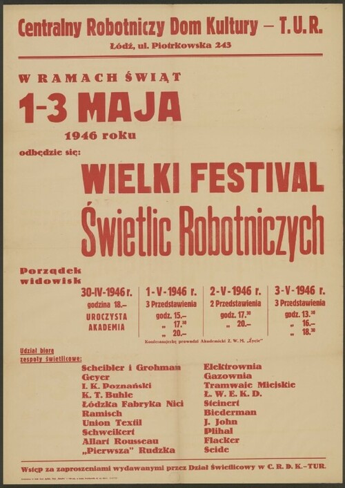 Afisz okolicznościowy z 1946 r. (z zasobu Biblioteki Narodowej)