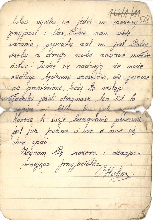 Ostatni list Haliny Chmielińskiej do Tadeusza Szycha (fot. IPN w Lublinie)