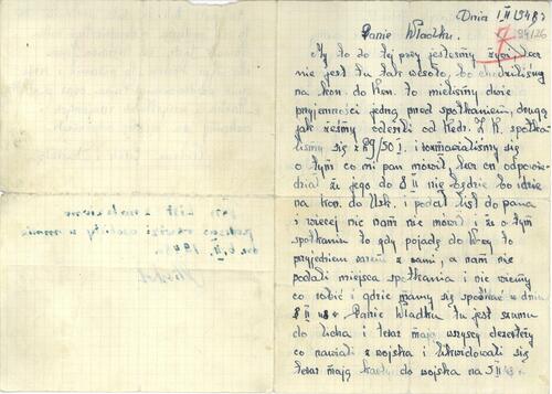 List Tadeusza Szycha do Władysława Misztala „Bora” (fot. IPN w Lublinie)