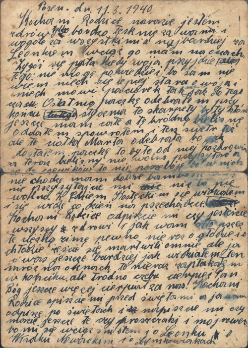 Jan Kuliński’s letter to his parents, donated to the Archive of the Institute of National Remembrance in Poznań as part of the Archive Full of Remembrance project