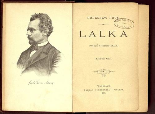 Strona otwierająca <i>Lalkę</i> Bolesława Prusa w wydaniu z 1890 r. (z zasobu Biblioteki Narodowej)