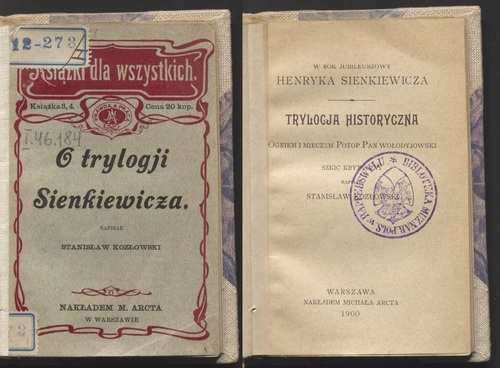 Stanisław Gabriel Kozłowski, <i>O trylogji Sienkiewicza</i>, Warszawa 1900 (z zasobu Biblioteki Narodowej)