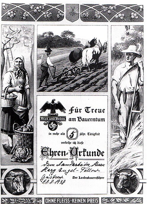 Dokument z logo Blut und Boden (fot. Wikipedia/1000 Jahre Mecklenburg (1995 r., ISBN 3-356-00622-3)/domena publiczna)