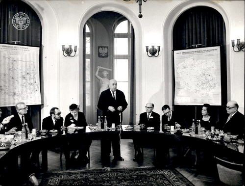 Józef Cyrankiewicz, chairman of ZBOWiD, at the Reunion of Former Nuremberg Correspondents. From the Archives of the Institute of National Remembrance