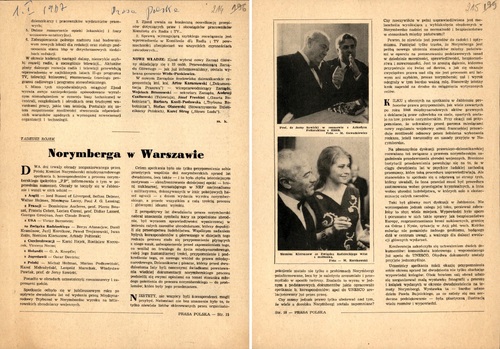 Press report from the Reunion of Former Nuremberg Correspondents. From the Archives of the Institute of National Remembrance