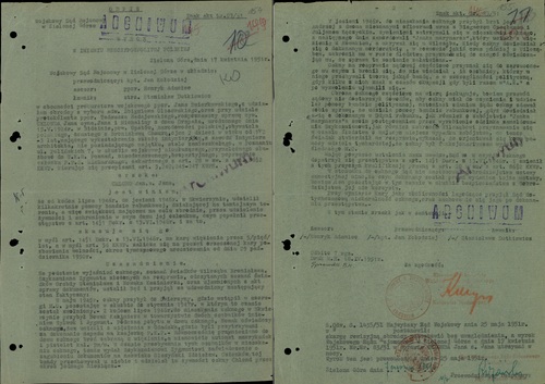 Odpis wyroku Wojskowego Sądu Rejonowego w Zielonej Górze, 17 kwietnia 1951 r.