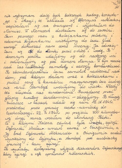 Wywiad przeprowadzony przez harcerzy z 10. Drużyny Harcerskiej w Słomczynie k. Grójca z byłą więźniarką KL Auschwitz-Birkenau p. Heleną Otulak (z zasobu IPN)