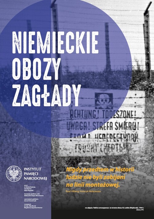 Plansza tytułowa wystawy IPN „Niemieckie obozy zagłady” (wystawa do pobrania w formacie PDF na stronie: https://wystawy.ipn.gov.pl)