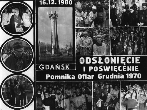 Pamiątka uroczystości odsłonięcia i poświęcenia Pomnika Poległych Stoczniowców w Gdańsku zorganizowanej 16 XII 1980 r. (fot. z zasobu IPN)