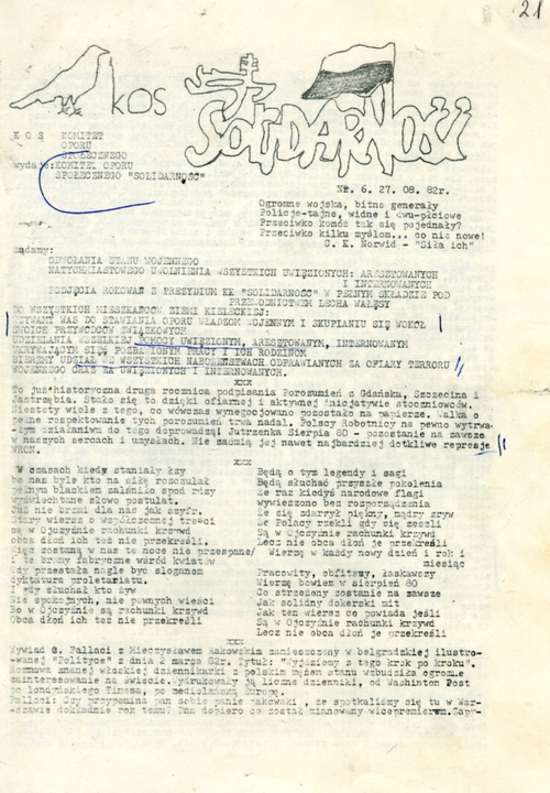 Pismo „KOS”, nr 6, sierpień 1982 r.