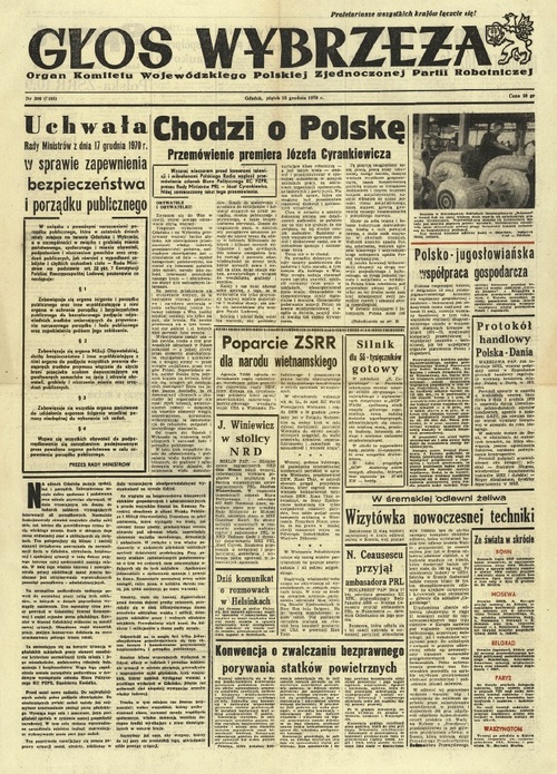 „Głos Wybrzeża” z 18 grudnia 1970 r. (z zasobu AIPN)